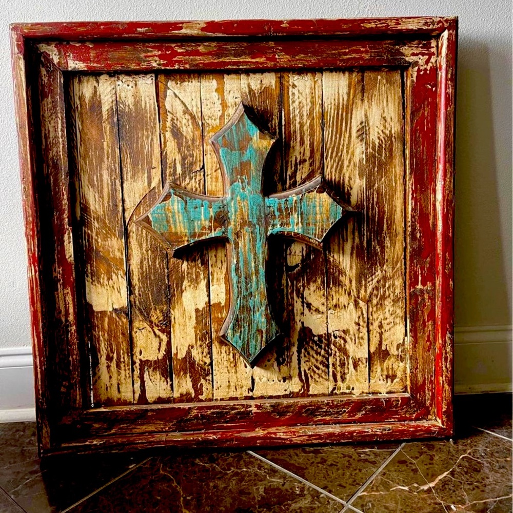 27.5" x 27.5" very heavy wooden picture. Smoke free home.
